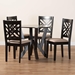 Baxton Studio Elise Modern Sand Fabric and Dark Brown Finished Wood 5-Piece Dining Set - BSOLydie-Sand/Dark Brown-5PC Dining Set