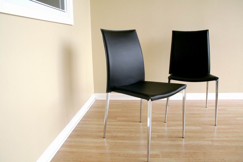 New York  Black Leather Dining Chairs